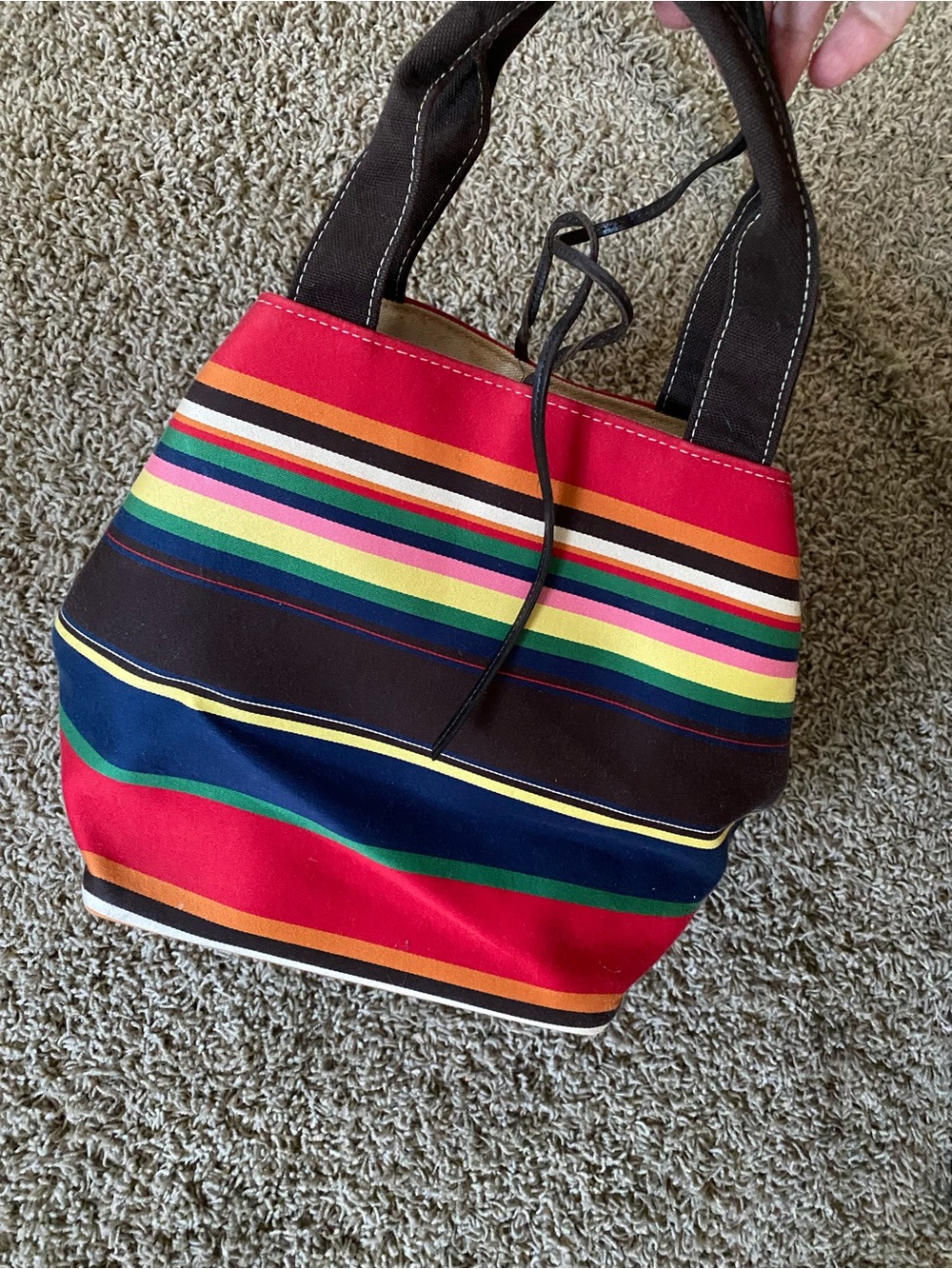 kate spade Red Navy Multicolor Striped Canvas Tote - Picture 2 of 7